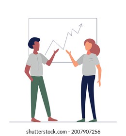 Presentación de un nuevo proyecto de negocio en un pizarrón - Ilustración vectorial