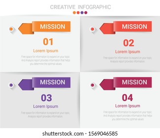 presentation number options template with steps, with 4 label.