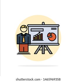 Presentation, Office, University, Professor,  Abstract Circle Background Flat color Icon. Vector Icon Template background