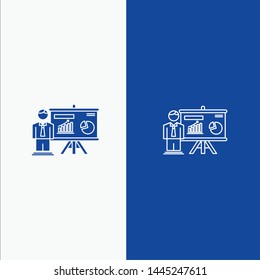 Presentation, Office, University, Professor,  Line and Glyph Solid icon Blue banner Line and Glyph Solid icon Blue banner