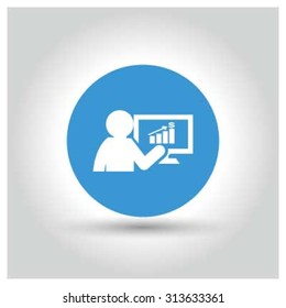 Presentation on business growth icon. Blue Business Pictogram. vector illustration