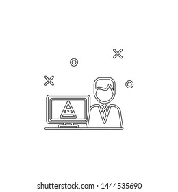 presentation on the computer diagram icon. Element of business charts for mobile concept and web apps icon. Outline, thin line icon for website design and development, app