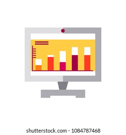 Presentation on desktop, info graphics vector flat icon 