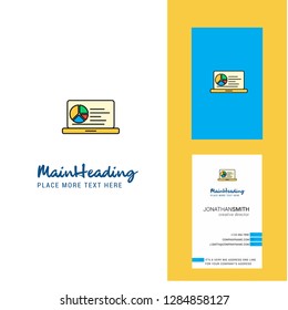 Presentation on laptop  Creative Logo and business card. vertical Design Vector