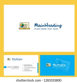 Presentation on laptop  Logo design with Tagline & Front and Back Busienss Card Template. Vector Creative Design