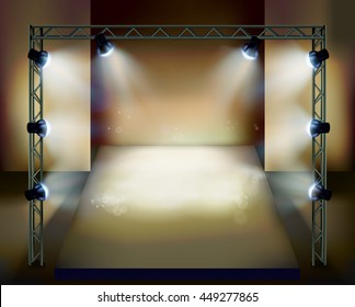 Presentation on the stage. Vector illustration.
