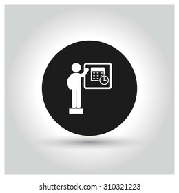 presentation on time management Icon. Black Circle Pictogram. vector illustration