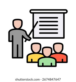 Ilustración vectorial de iconos de color de contorno de presentación