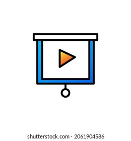 Presentation With Outline Colour Icon Vector Illustration