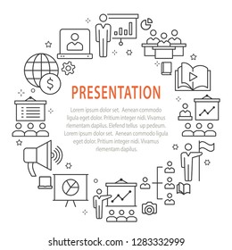 Presentation outline icons set for interface, website, banner, print.