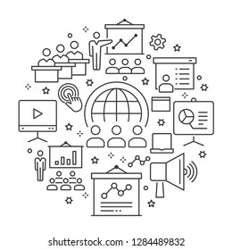 Presentation outline icons set for interface, website, banner, print.