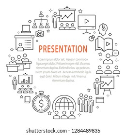 Presentation outline icons set for interface, website, banner, print.