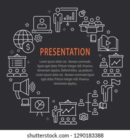 Presentation outline icons set for interface, website, banner, print.