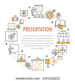 Presentation outline icons set for interface, website, banner, print.