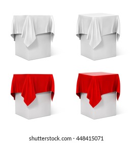 Presentation pedestal covered with cloth