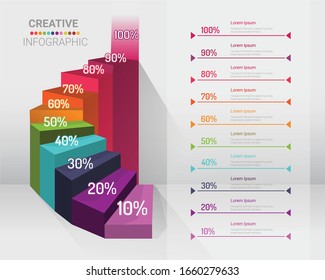 Presentation Percentage Up For Business Infographic Template, Abstract Infographics Number Options Template With 9 Steps. Vector Illustration.