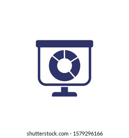 Presentation with pie chart icon