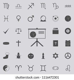 presentation of a pie chart icon. Detailed set of  Minimalistic  icons. Premium quality graphic design sign. One of the collection icons for websites, web design, mobile app on colored background