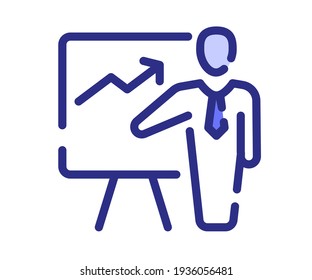 presentation pitching meeting single isolated icon with dash or dashed line style