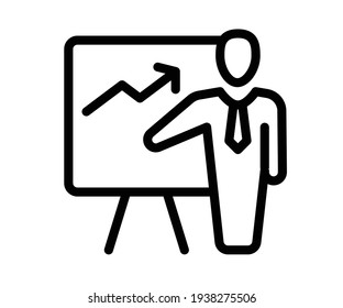 presentation pitching meeting single isolated icon with outline style