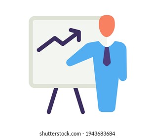 presentation pitching meeting single isolated icon with flat style