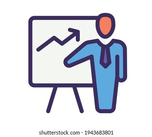 presentation pitching meeting single isolated icon with filled line style