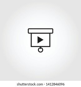 Presentation with play button vector icon