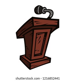 Presentation podium for lectures or public speaking - vector graphic