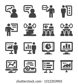 Presentation And Presenter Icon Set,vector And Illustration