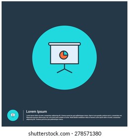 presentation projector graph icon, vector illustration. Flat color design style