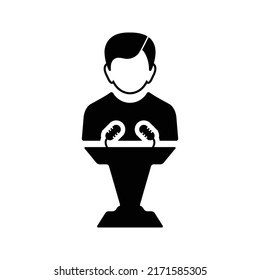 Presentación, público, icono de voz. Ilustración vectorial negra.