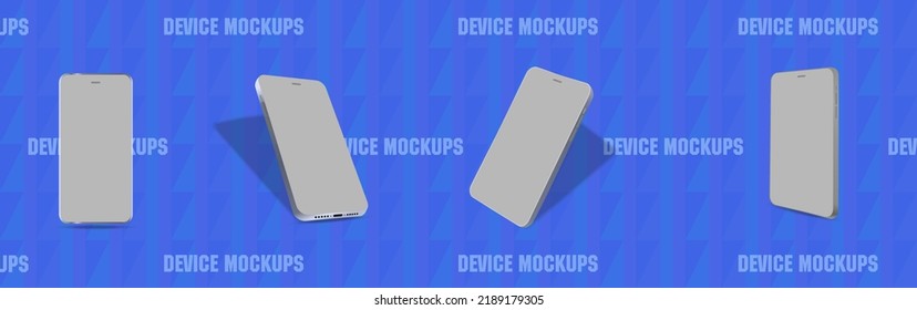 Presentation of a realistic smartphone with a blank screen from different angles. Promotion template with smartphone presentation