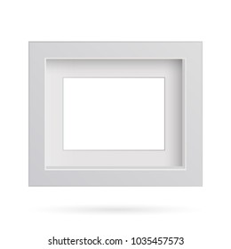 Presentation rectangular horizontal picture frame design element with shadow on transparent background. 3D Board Banner Stand on isolated clean blank. Vector illustration EPS 10 for photo, image, text