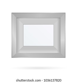 Presentation rectangular horizontal picture frame design element with shadow on transparent background. 3D Board Banner Stand on isolated clean blank. Vector illustration EPS 10 for photo, image, text