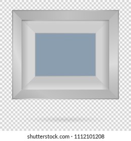Presentation rectangular horizontal picture frame design element with shadow on transparent background. 3D Board Banner Stand on isolated clean blank. Vector illustration EPS 10 for photo, image, text