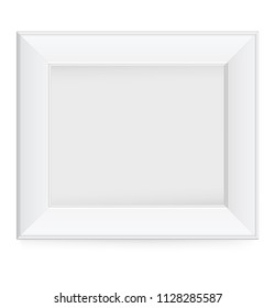 Presentation rectangular horizontal picture frame design element with shadow on transparent background. 3D Board Banner Stand on isolated clean blank. Vector illustration EPS 10 for photo, image, text