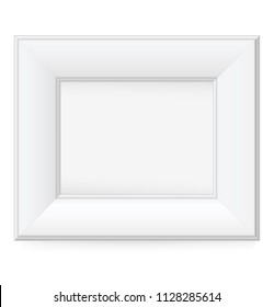 Presentation rectangular horizontal picture frame design element with shadow on transparent background. 3D Board Banner Stand on isolated clean blank. Vector illustration EPS 10 for photo, image, text