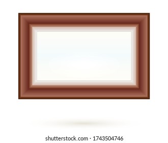 Presentation rectangular horizontal picture frame design element with shadow on transparent background. 3D Board Banner Stand on isolated clean blank. Vector illustration EPS 10 for photo, image, text
