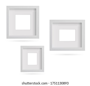 Presentation rectangular picture frame design element with shadow on transparent background. 3D Board Banner wall on isolated clean blank. Vector illustration EPS 10 for photo, image, text