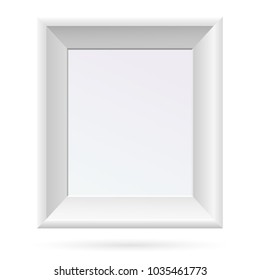 Presentation rectangular vertical picture frame design element with shadow on transparent background. 3D Board Banner Stand on isolated clean blank. Vector illustration EPS 10 for photo, image, text