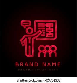 Presentation red chromium metallic logo