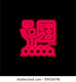 Presentation red glowing neon ui ux icon. Glowing sign logo vector