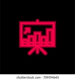 Presentation red glowing neon ui ux icon. Glowing sign logo vector