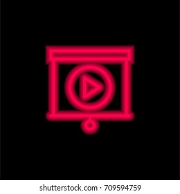 Presentation red glowing neon ui ux icon. Glowing sign logo vector