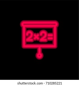 Presentation red glowing neon ui ux icon. Glowing sign logo vector