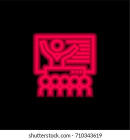 Presentation red glowing neon ui ux icon. Glowing sign logo vector