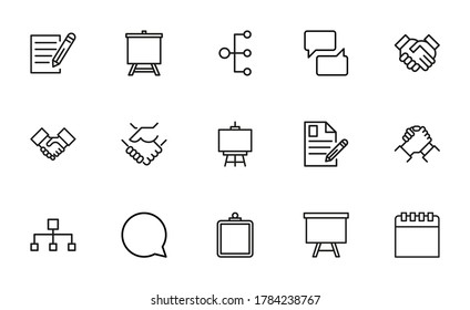 Presentation related vector icon set. Well-crafted sign in thin line style with editable stroke. Vector symbols isolated on a white background. Simple pictograms.