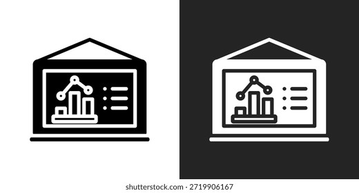 Presentation Report Icon In Black And White Glyph Style