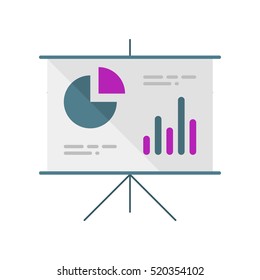 Presentation. Schedule. Diagram. Vector icon. Purple
