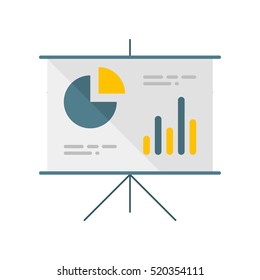 Presentation. Schedule. Diagram. Vector icon. Yellow